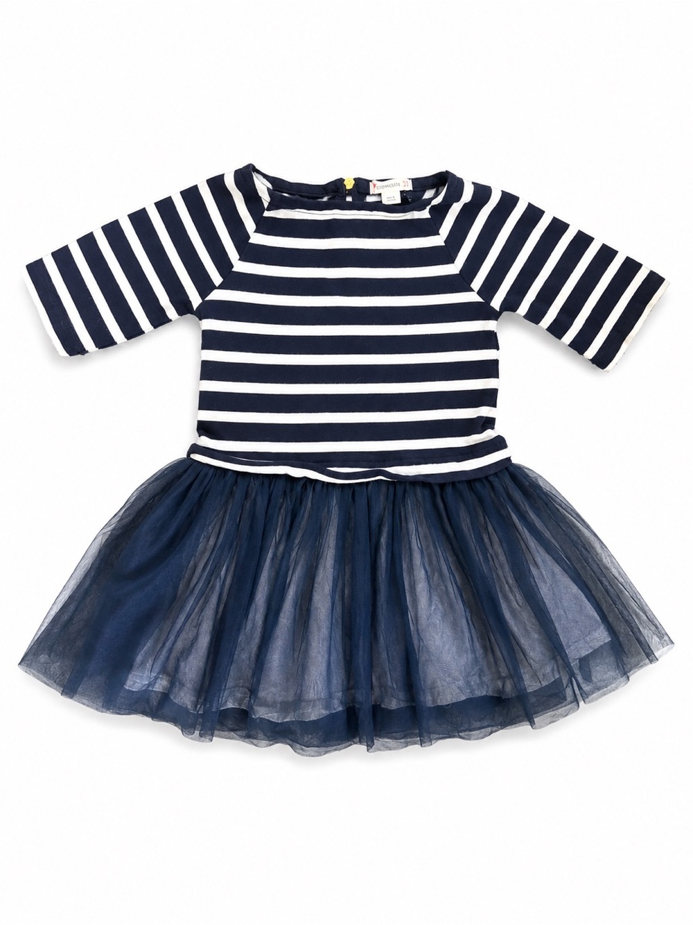 Crewcuts Navy and White Striped Tulle Dress